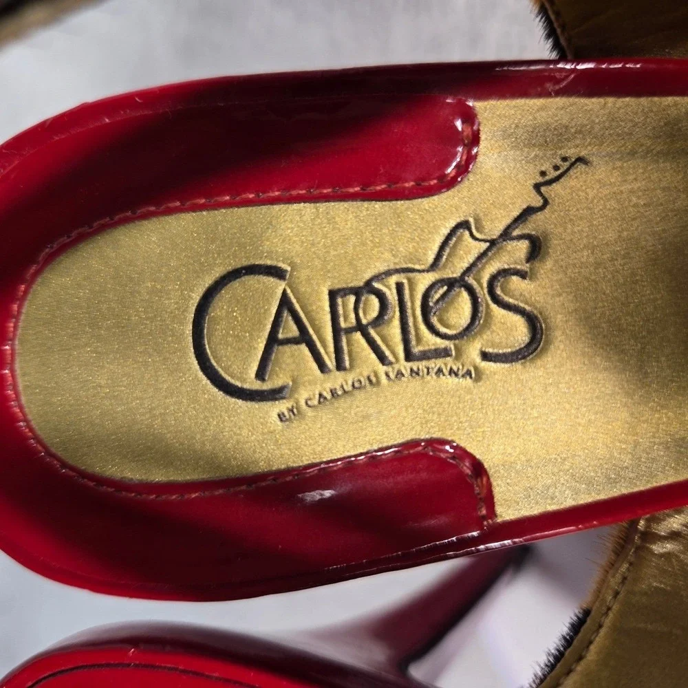 Carlos by Carlos Santana Elise‎ Leopard Print Calf Hair Red Platform Heels 6.5M